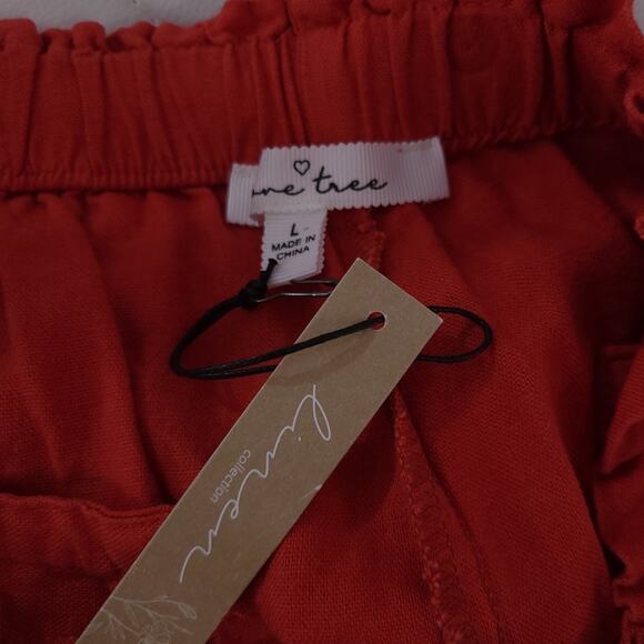 NEW Love Tree Linen Blend Pull On Pants Large Tomato Red, Lagnelook, Coastal - Picture 4 of 5
